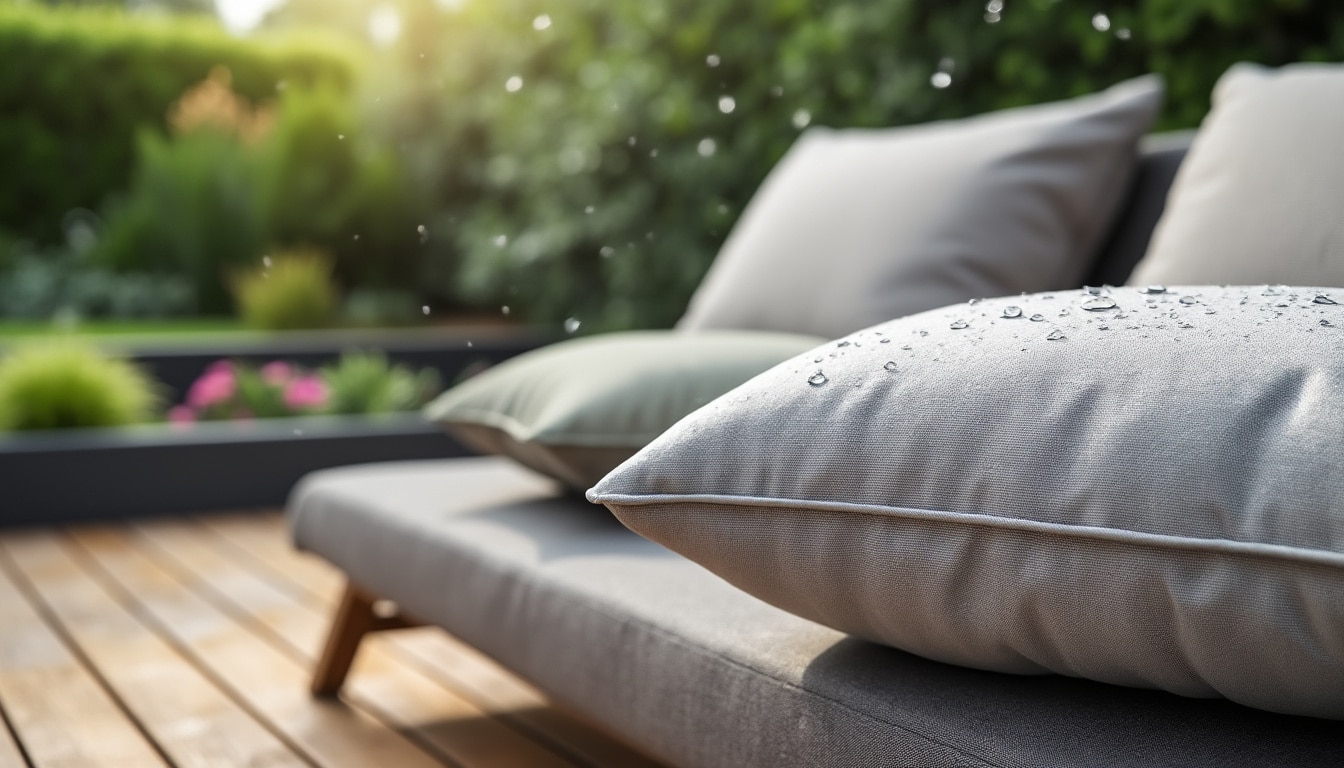 Coussin déperlant : ce que ça change en extérieur