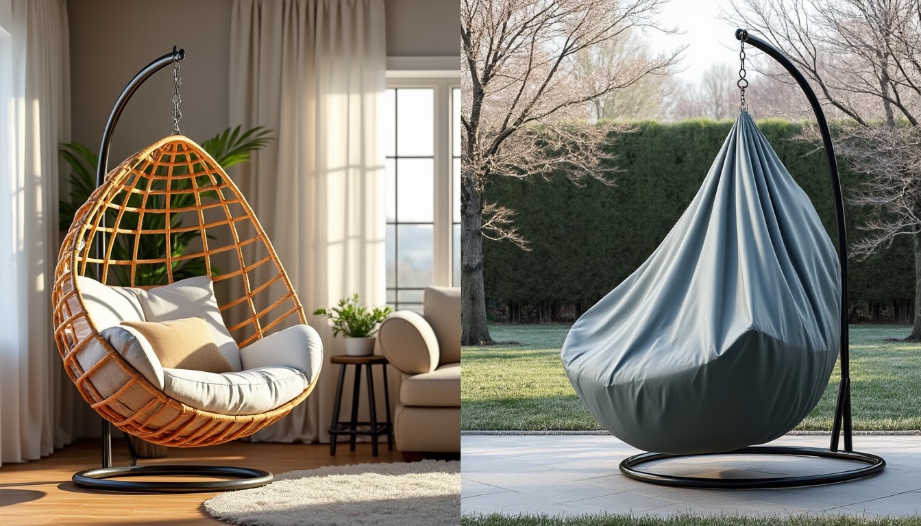 Hivernage d&rsquo;un fauteuil suspendu : dedans ou sous housse