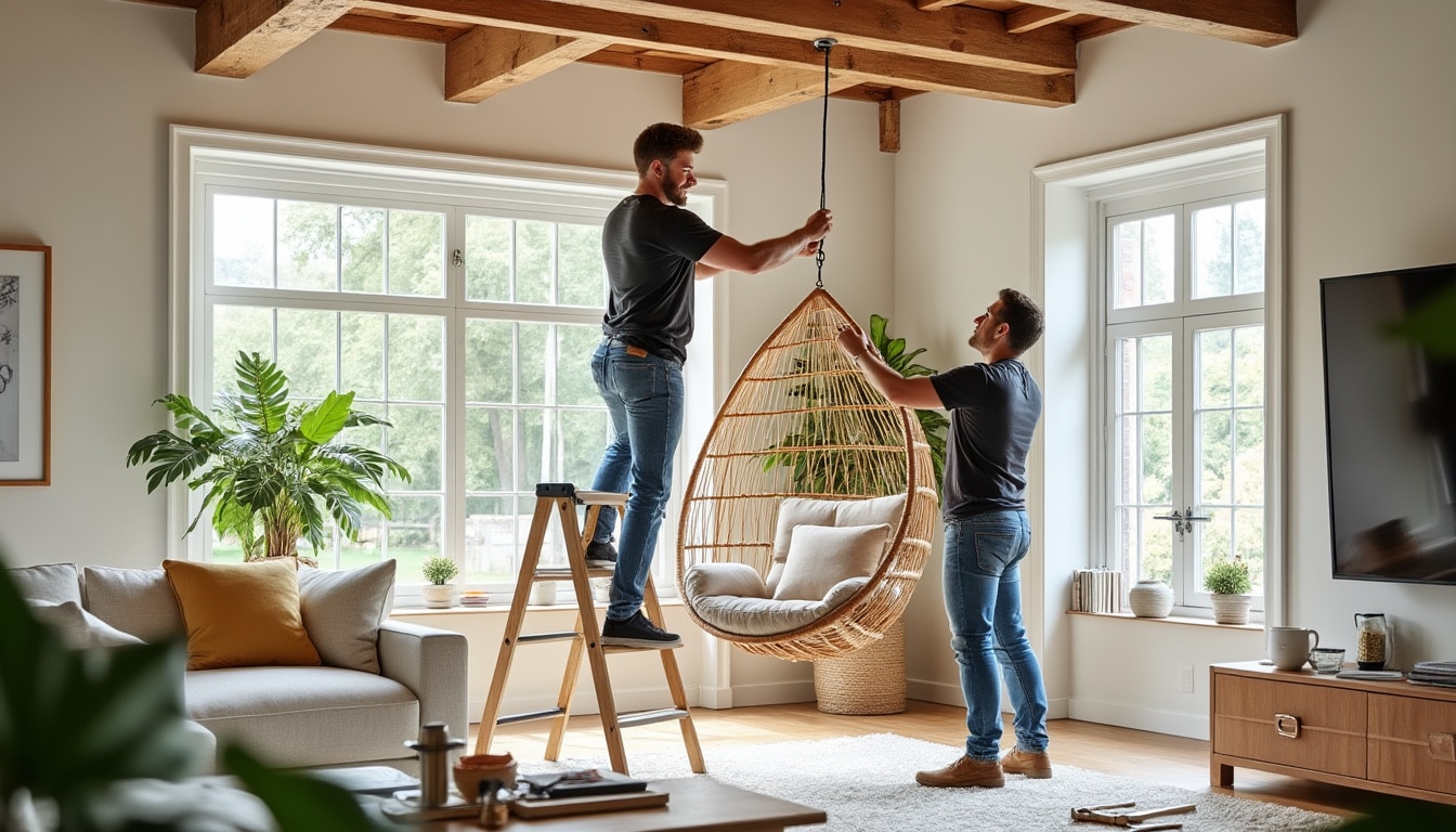 Monter un fauteuil suspendu à deux : pourquoi c&rsquo;est indispensable